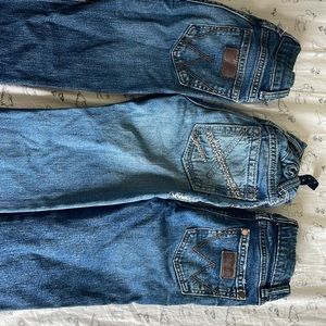 2 pair wrangler retro 9slim and 1 pair wrangler 20x 9slim adjustable waist jeans